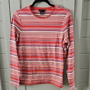 #149 STATEMENTS Striped 3/3 Sleeve Tee - Red and White Sz Medium Ptp 20+